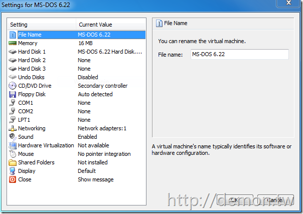 settings for ms-dos 6.22